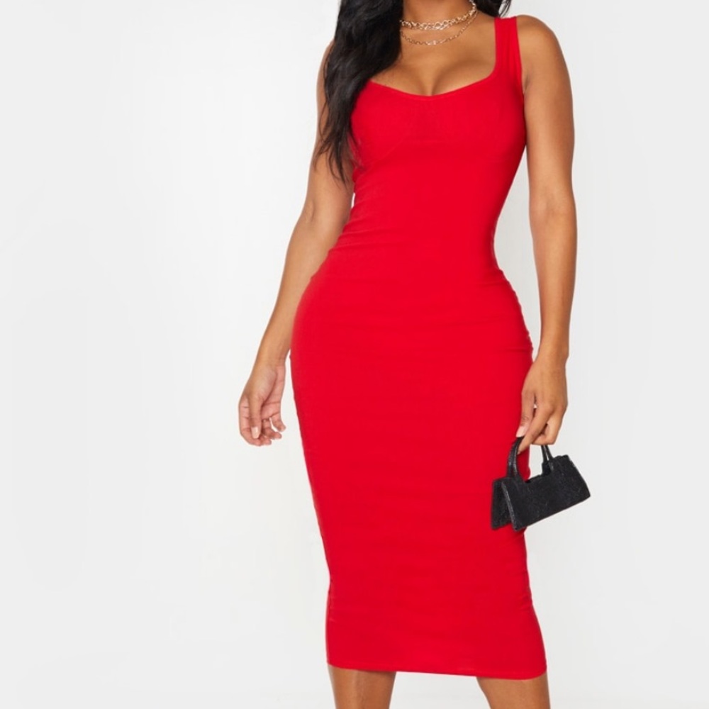 NWT PLT Red Strappy MIDI Dress